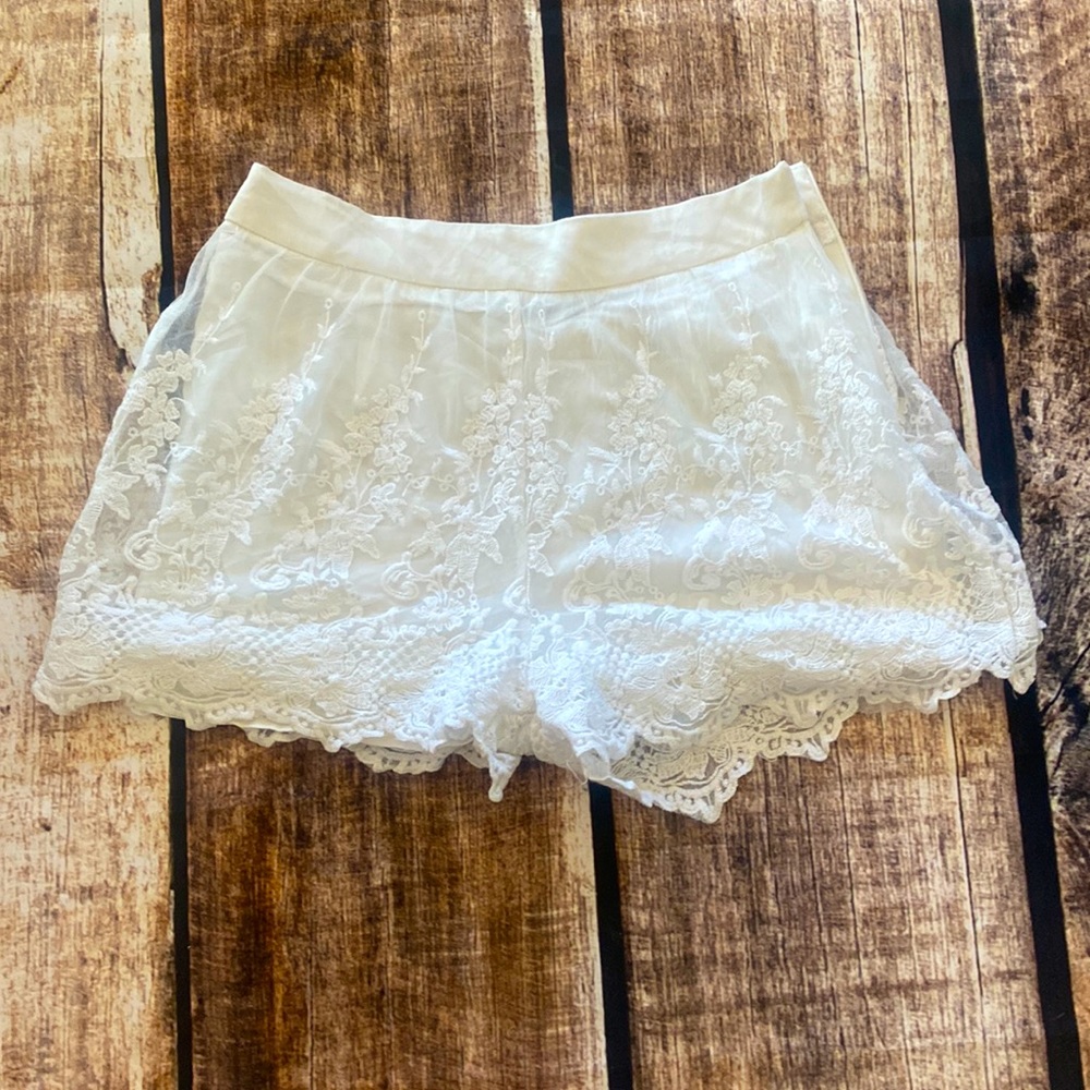 Ambiance White Lace Overlay Women's Shorts